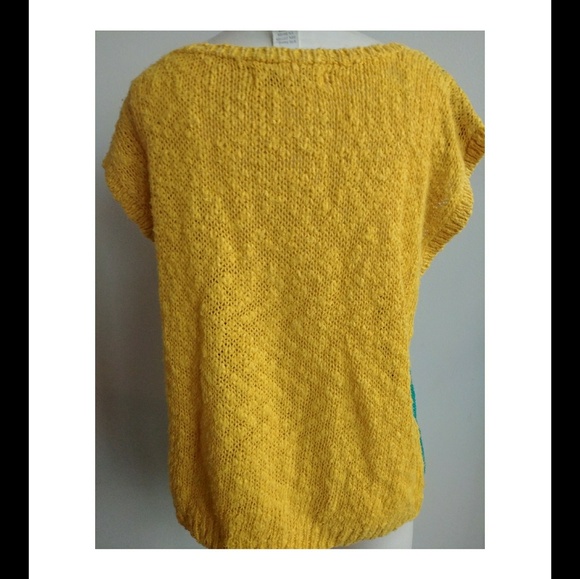 80s Jack winter  yellow vintage boxy knit sweater - Picture 4 of 8